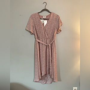 Sienna Sky Silky Pink Floral Midi Dress NWT